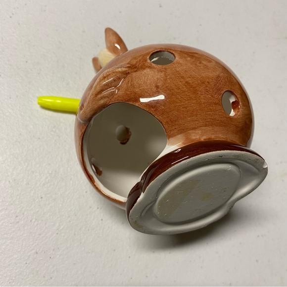 Cartoon Vtg Brown Horse Tea Light Holder Ceramic Folk art Equestrian Home Candle - Picture 8 of 14